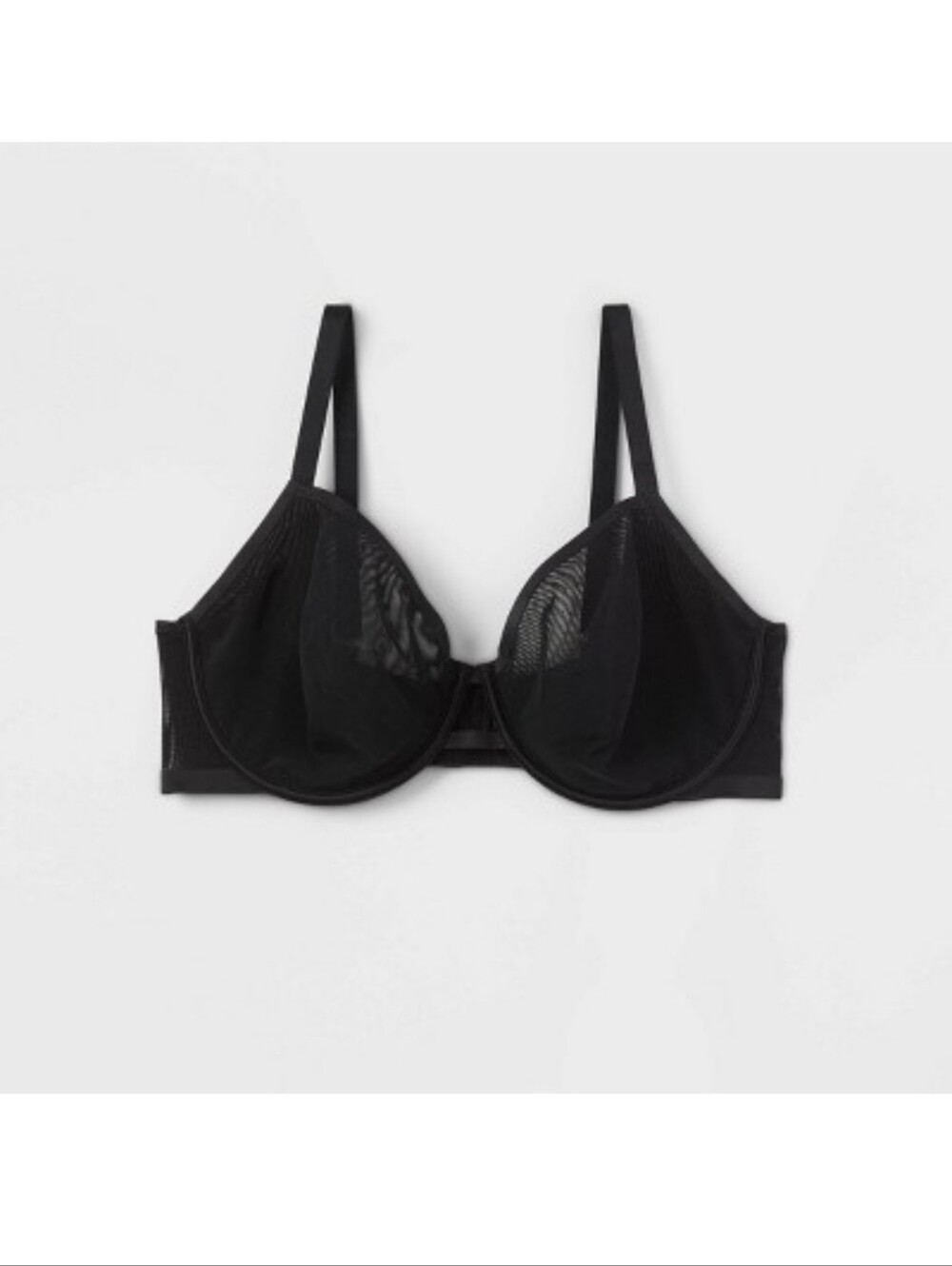 New AUDEN Size 40DD Black Sheer Mesh Unlined Demi Coverage Comfort Wire Bra